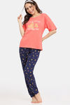 Rosaline Bon Appetit Knit Cotton Pyjama Set - Ocean Cavern — thumbnail 4